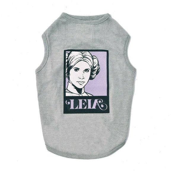 Princess Leia Star Wars Licensed Gray Pet Tee Tank Shirt Small NWT/NEW - Picture 2 of 12